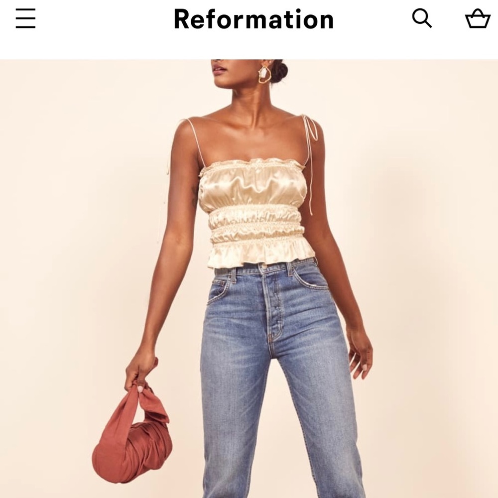 BNWT Reformation Viviana Top in Ivory Size XS
